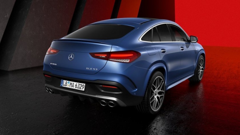 Vista trasera de Mercedes-AMG GLE Coupé color azul.